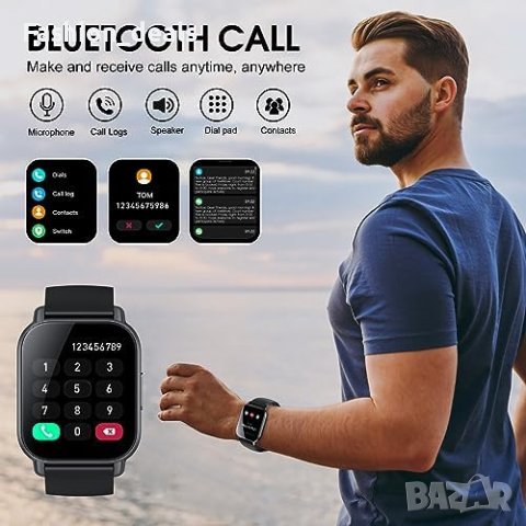 Нов Водоустойчив Смарт часовник за мъже 1,85 инча HD фитнес Подарък, снимка 6 - Смарт гривни - 42253844