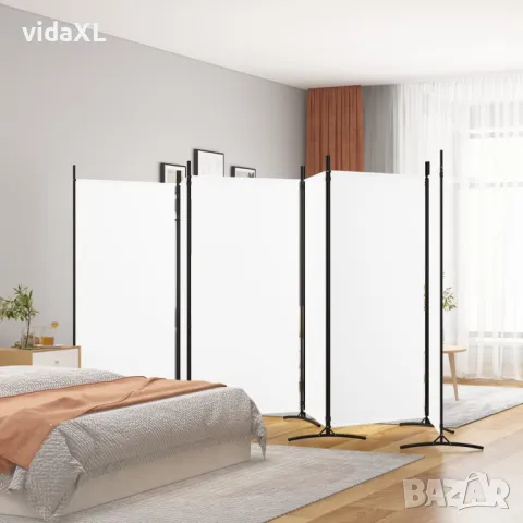 vidaXL Параван за стая, бял, 6 панела, 520x180 см, плат(SKU:350270), снимка 2 - Паравани - 49539454