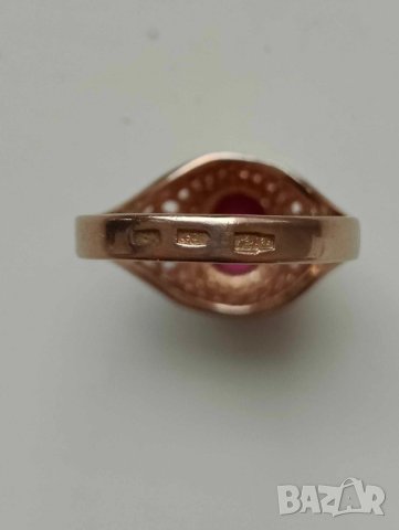 Руски златен пръстен  с рубин 3 , снимка 4 - Пръстени - 42462313