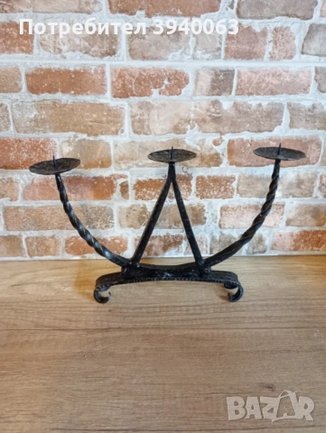 Стар свещник от ковано желязо среден, снимка 6 - Други ценни предмети - 53207726