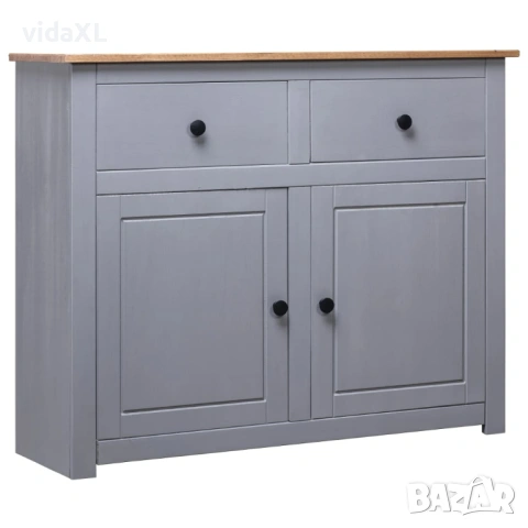 vidaXL Сайдборд, сив, 93x40x80 см, бор масив, стил Панама(SKU:282698)