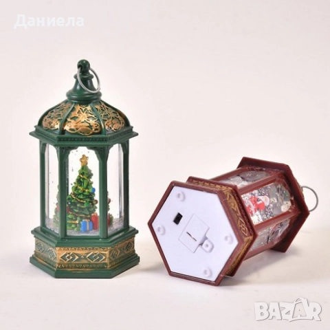 Коледен светещ фенер с въртящ се снежен ефект – уют и коледна магия, снимка 4 - Декорация за дома - 52812510