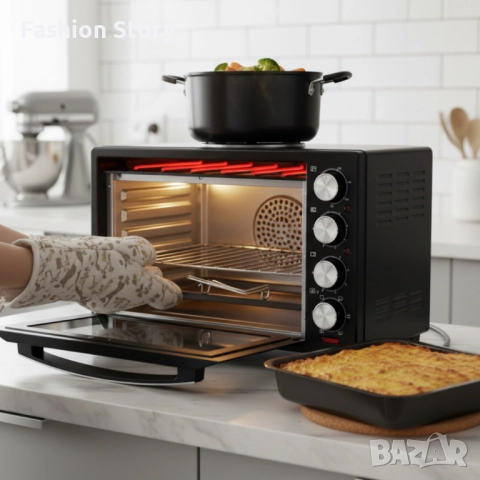 Компактна печка Termomax – фурна + два керамични котлона в едно, снимка 2 - Печки, фурни - 52497248