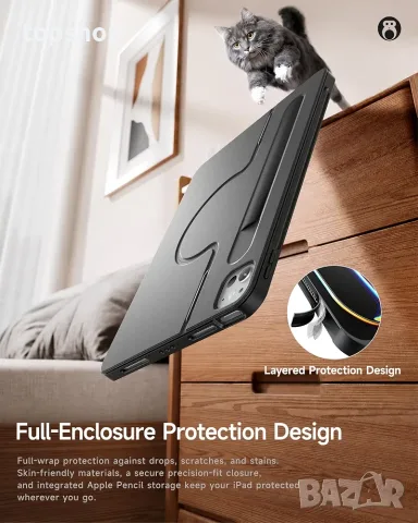 Чисто нов калъф с клавиатура HOU 360° за iPad 10th Gen и A16 (10.9" / 11")  , снимка 12 - Таблети - 55729912