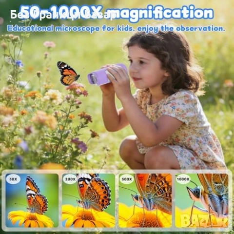 Нов Мини детски микроскоп 1000X 2.0 IPS HD USB снимки и видео играчка, снимка 3 - Образователни игри - 53914195