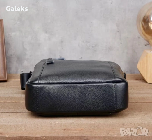 Мъжка функционална и елегантна кожена чанта Montreal /Черна естест. кожа!, снимка 6 - Чанти - 53964781