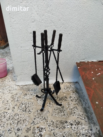 Комплект аксесоари за камина 4 в 1 от ковано желязо - 83 см, снимка 5 - Камини - 52752085
