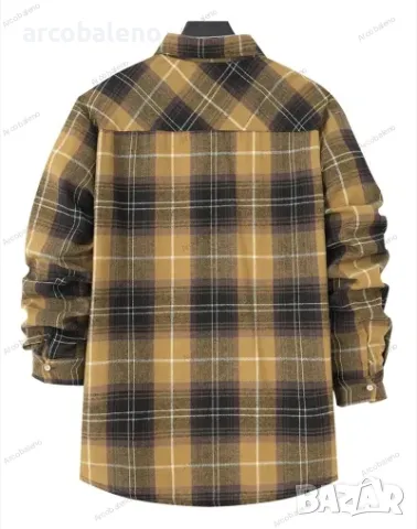 Ежедневна мъжка карирана риза с дълги ръкави, 4цвята , снимка 3 - Ризи - 47708427