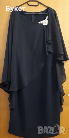 Официална тъмно синя рокля с кристали, снимка 2 - Рокли - 35265724