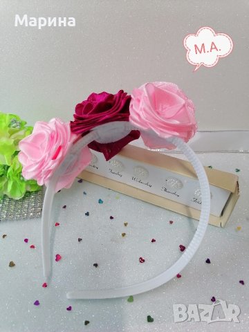 Диадема 3 рози малиново-розово, модел 323, снимка 5 - Аксесоари за коса - 44259778