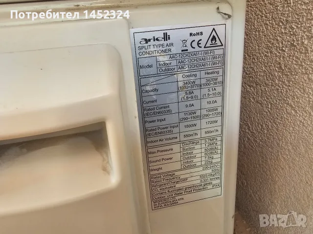 Климатик Arielli aac-12ch2xa61-i wi fi, готов за монтаж, снимка 4 - Климатици - 55877237