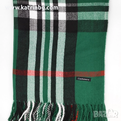 Луксозен подарък за жена – кашмирен шал Burberry, шапка и ръкавици в зелено Код на продукта:DAK-0041, снимка 2 - Подаръци за жени - 52201400