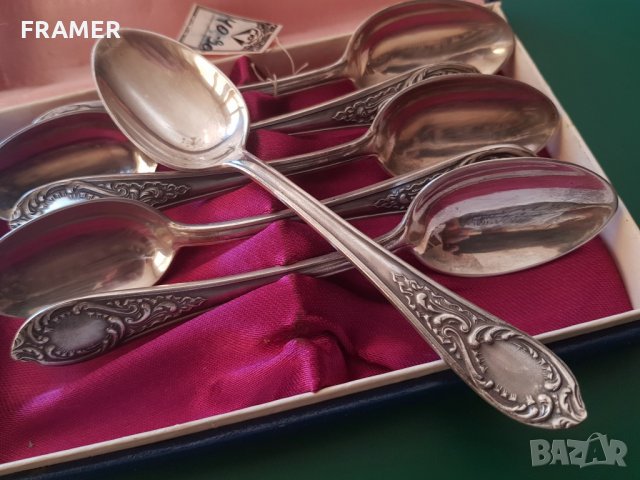 Сребърни сребро лъжички лъжици Руски в кутия, снимка 6 - Прибори за хранене, готвене и сервиране - 30002986