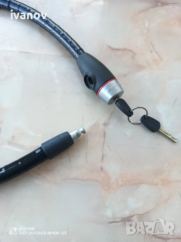 Катинар за велосипед или мотоциклет, 1.10м, диаметър 20 мм, 2 ключа, , снимка 2 - Велосипеди - 54158732