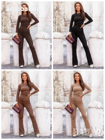 Дамски комплект от блуза и панталон Polisena с оребрен дизайн, 4цвята 