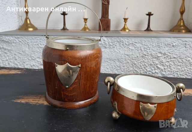 Антикварен Стар английски комплект "шампаниера и ледарка ", снимка 6 - Антикварни и старинни предмети - 52723616