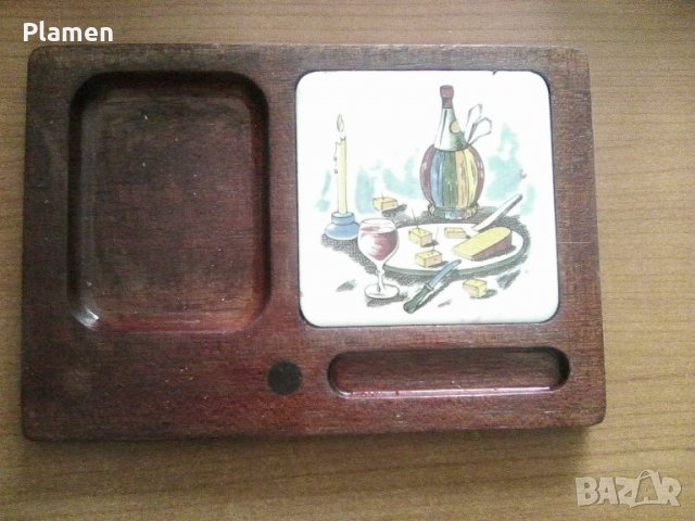 Дървена и порцеланова поставка за прибори и топли съдове, снимка 2 - Антикварни и старинни предмети - 36619534