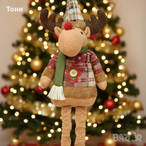 Голяма коледна играчка Елен, Снежен човек или дядо Коледа - разтягаща до 50см, снимка 7 - Декорация за дома - 52579976