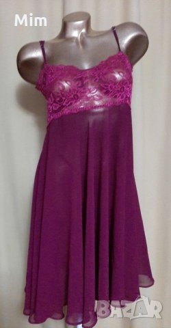  unilat M Ефирна ,бордо нощница с дантела , снимка 5 - Нощници - 31392262