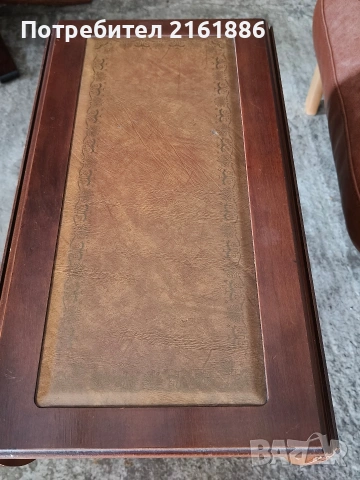 Помощна разтегателна маса с кожен плот с интарзия , снимка 4 - Маси - 54183630