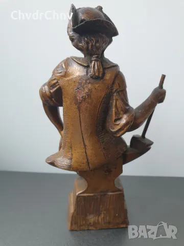 17см-1кг ковач статуетка/стара френска бронзова фигура-декорация за каминен часовник, снимка 4 - Други ценни предмети - 48210508