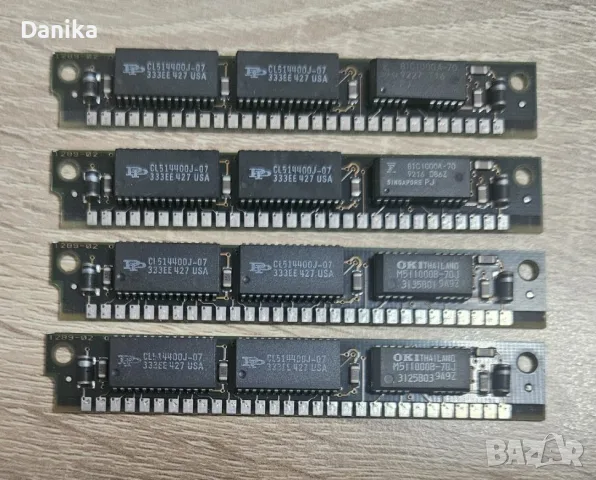Ретро RAM памет 30-pin SIMM 4 броя по 1 MB за 286, 386, 486 компютър