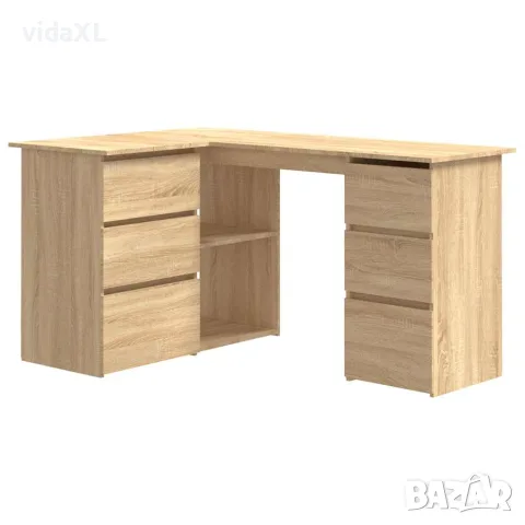 vidaXL Ъглово бюро, дъб сонома, 145x100x76 см, инженерно дърво