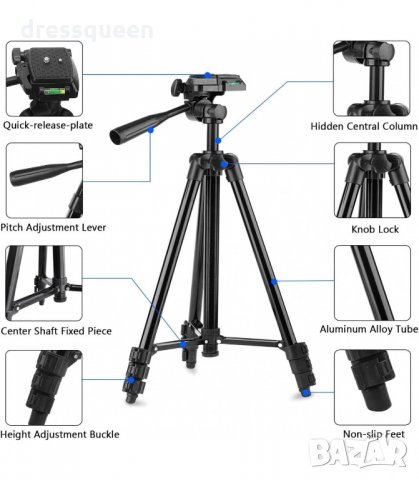 TF 3110 3120 Телескопичен статив за фотоапарат камера до 110см, снимка 2 - Чанти, стативи, аксесоари - 34231262