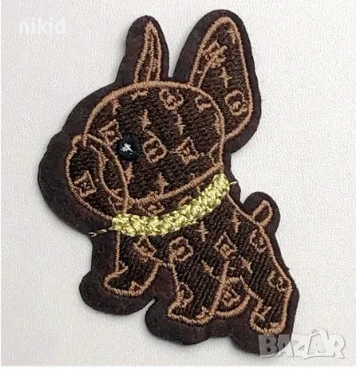 Френски Булдог куче Louis Vuitton лого апликация за дреха дрехи самозалепваща се нашивка нашивки