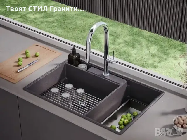 Графит кухненска гранитна мивка Париж 80 Work&Store 780 x 530 мм