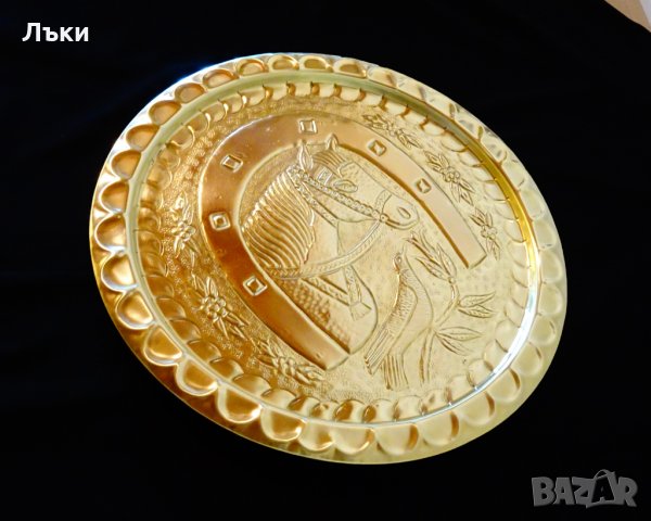 Бронзово пано,плато с Кон,Подкова,Гълъб,за късмет. , снимка 4 - Антикварни и старинни предмети - 29447495