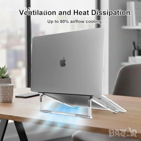 Нова Алуминиева стойка за лаптоп MacBook Dell HP Lenovo 10-15.6 поставка, снимка 3 - Друга електроника - 53928654