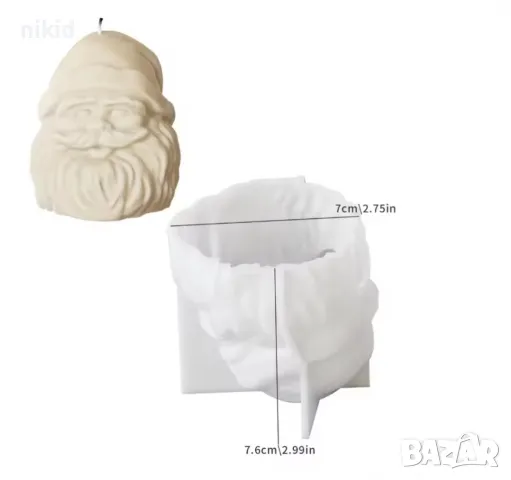 3D Дядо Коледа силиконов молд форма за свещ гипс смола сапун , снимка 2 - Форми - 48800778