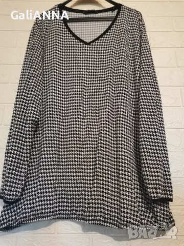СТРАХОТНА ТУНИКА В ЧЕРНО И БЯЛО 3XL-4XL, снимка 2 - Туники - 49350041