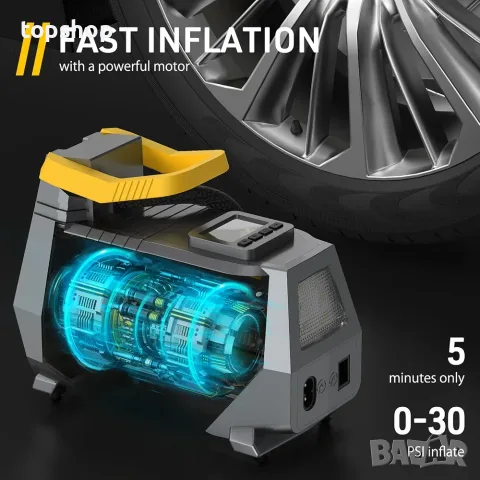 Чисто нов двуканален електрически компресор VEEAPE 150 PSI (12V и 220V)  , снимка 3 - Аксесоари и консумативи - 55752728