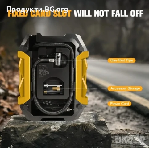 Мощен CaRSun 12V компресор за гуми – запалка, LED, защита от пренапомпване, снимка 7 - Аксесоари и консумативи - 50869212