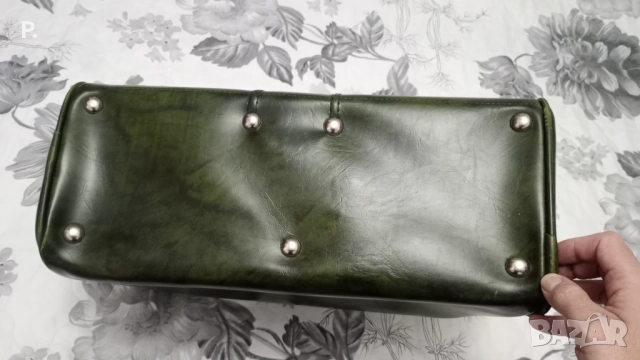 Зелена кожена чанта за документи или ръчен багаж, снимка 6 - Чанти - 52596253