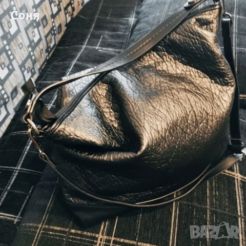 Дамска чанта черна тип торба с дълга и къса дръжка, снимка 8 - Чанти - 50917480