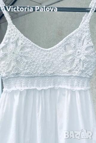 Дълга бяла рокля тънък памук Италия, снимка 3 - Рокли - 51026617