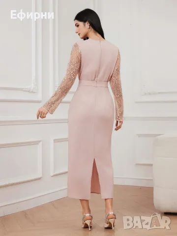 Рокля дантела, Розова рокля, Офицална рокля, Дълга рокля, Лятна рокля, снимка 4 - Рокли - 46330773