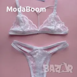 Секси комплект бралет с акцент на деколтето и прашка Pink Rose, снимка 2 - Бельо - 48357715