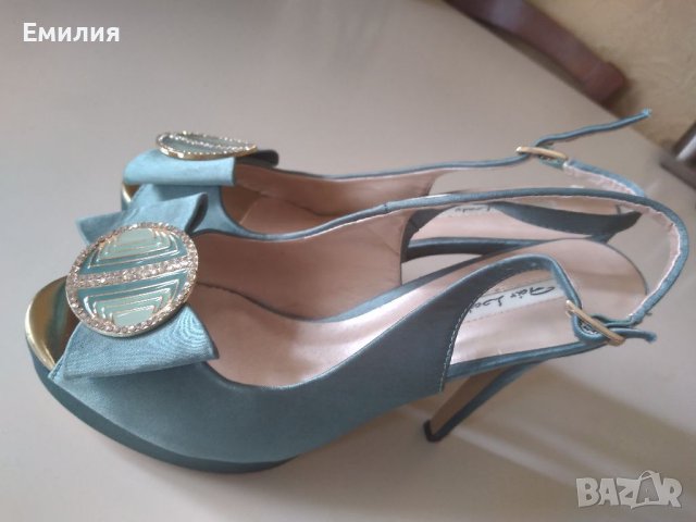 Сини официални сатенени обувки 37, снимка 5 - Дамски елегантни обувки - 40727857