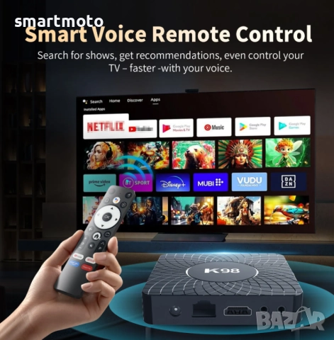 Андроид тв бокс k98  с андроид 14 Quad Core 16GB ROM 2GB RAM BT5.0 2.4/5G WiFi RK3518, снимка 3 - Други - 52534204