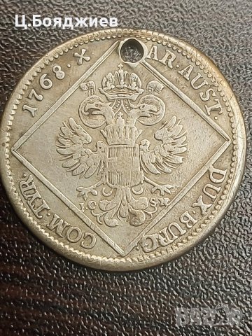 Австрия, Сребърна монета 30 кройцера, 1768 г., Мария Терезия, снимка 3 - Нумизматика и бонистика - 42116566