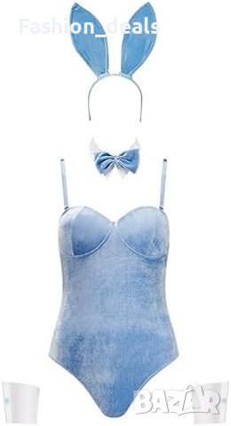 Нов Костюм Зайче за жени Ann Summers Велур Лукс Уши Папионка