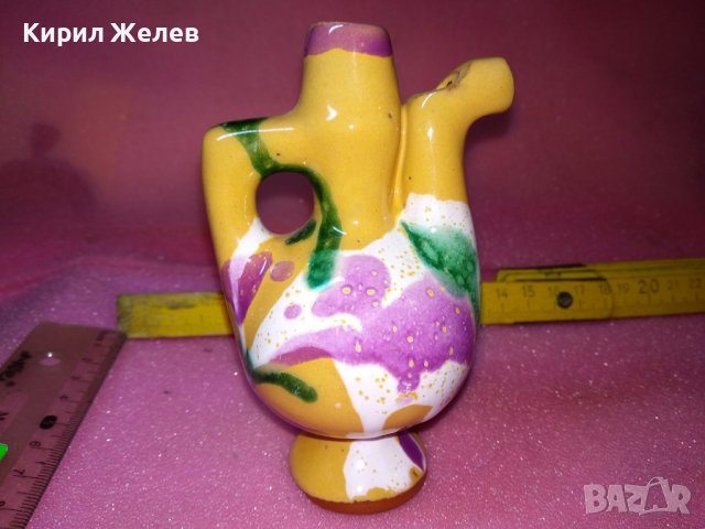 КЕРАМИЧНО БЪРДУЧЕ СВИРКА РЪЧНА МАЙСТОРСКА ИЗРАБОТКА ТРАДИЦИОНЕН ЕТНО СУВЕНИР ГЛЕДЖОСАНА ГЛИНА 42933, снимка 2 - Декорация за дома - 44297547