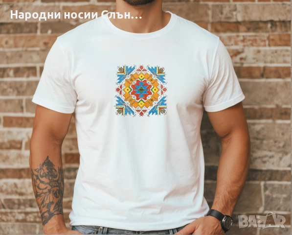 Мъжка тениска с бродирана шевица, снимка 2 - Тениски - 51933685