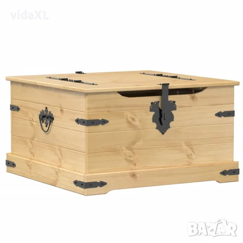 vidaXL Кутия за съхранение "Corona" 78x78x45 см борово дърво масив