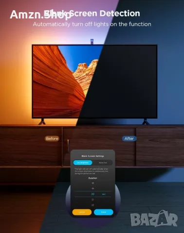 Govee TV Backlight 3 Lite 55-65 инча RGBICW Wi-Fi LED лента за телевизор, снимка 7 - Телевизори - 49766863