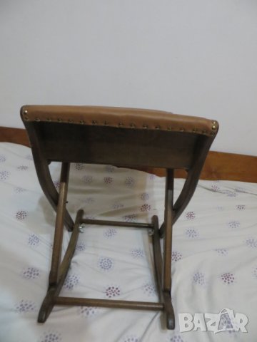 Антикварно сгъваемо столче за крака, снимка 4 - Антикварни и старинни предмети - 42541060